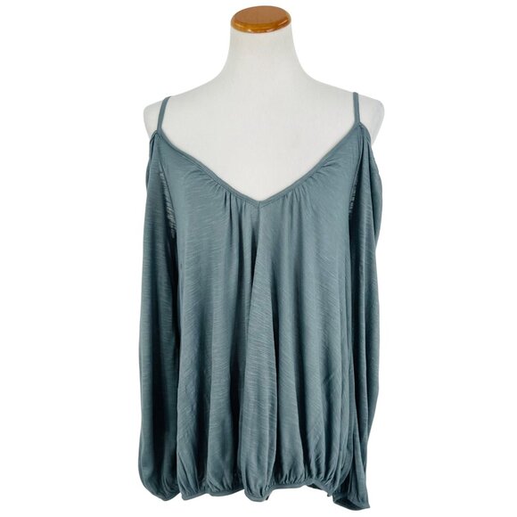 NWT Free People Crochet Trim On-Off Shoulder Long Sleeve Scoop Neck V-Back Top - Picture 2 of 16